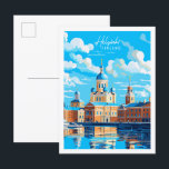 Carte Postale Illustration de voyage vintage Helsinki Finlande<br><div class="desc">Illustration du lieu de voyage vintage Helsinki Finlande</div>