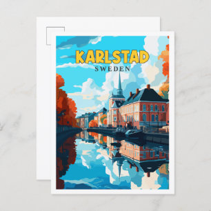 Carte Postale Illustration de voyage vintage Karlstad Suède