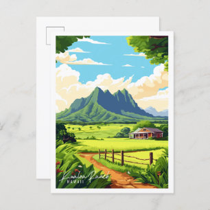 Carte Postale Illustration de voyage vintage Kualoa Ranch Hawaii
