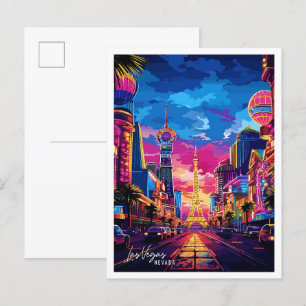 Carte Postale Illustration de voyage vintage Las Vegas Nevada