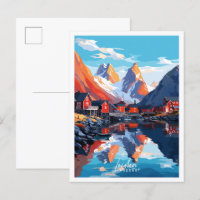 Illustration de voyage vintage Lofoten Norway