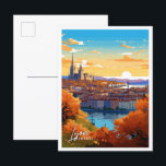 Carte Postale Illustration de voyage vintage Lyon France Art<br><div class="desc">Illustration du lieu de voyage vintage Lyon France Art</div>