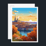 Carte Postale Illustration de voyage vintage Lyon France Art<br><div class="desc">Illustration du lieu de voyage vintage Lyon France Art</div>