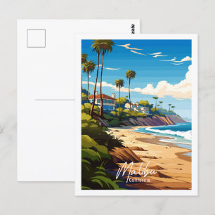 Carte Postale Illustration de voyage vintage Malibu California