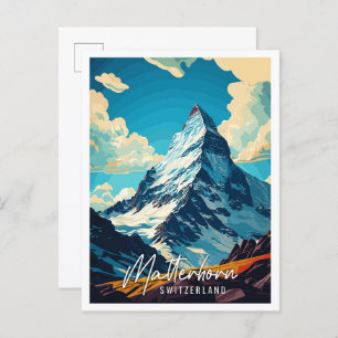 Carte Postale Illustration de voyage vintage Matterhorn Suisse