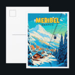 Carte Postale Illustration de voyage vintage Meribel France<br><div class="desc">Illustration du lieu de voyage vintage Meribel France</div>