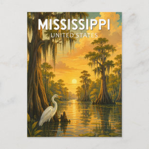 Carte Postale Illustration de voyage vintage Mississippi