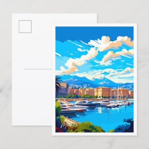 Carte Postale Illustration de voyage vintage Monaco Art