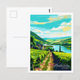Carte Postale Illustration de voyage vintage Moselle Valley Alle