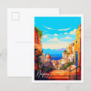 Carte Postale Illustration de voyage vintage Naples Italie