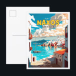 Carte Postale Illustration de voyage vintage Naxos Greece<br><div class="desc">Illustration du lieu de voyage vintage de Naxos Greece</div>