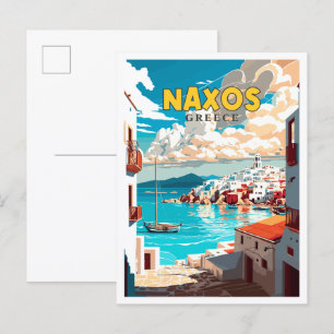 Carte Postale Illustration de voyage vintage Naxos Greece