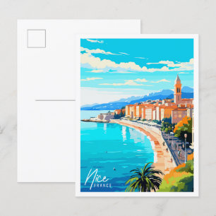 Carte Postale Illustration de voyage vintage Nice France