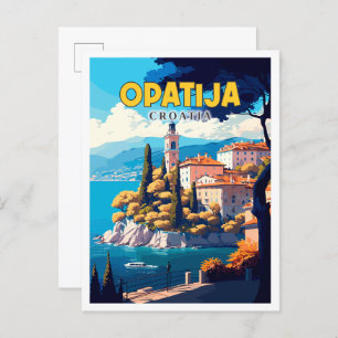 Carte Postale Illustration de voyage vintage Opatija Croatia