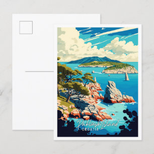 Carte Postale Illustration de voyage vintage Paklinski Croatia