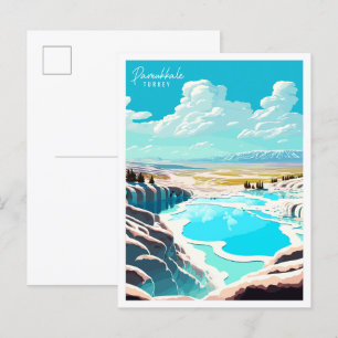 Carte Postale Illustration de voyage vintage Pamukkale Turkey