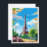 Carte Postale Illustration de voyage vintage Paris France<br><div class="desc">Illustration du lieu de voyage vintage Paris France</div>