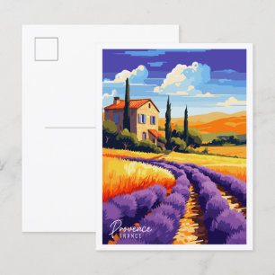 Carte Postale Illustration de voyage vintage Provence France