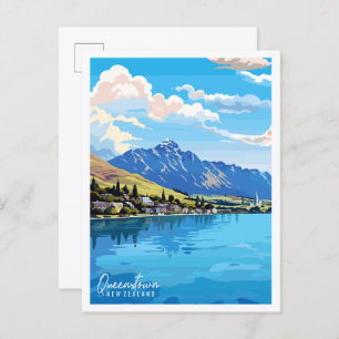 Carte Postale Illustration de voyage vintage Quenstown en Nouvel