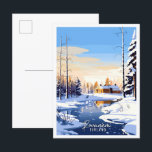 Carte Postale Illustration de voyage vintage Rovaniemi Finlande<br><div class="desc">Illustration du lieu de voyage vintage Rovaniemi Finland</div>