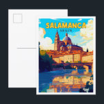 Carte Postale Illustration de voyage vintage Salamanca Espagne<br><div class="desc">Salamanca Espagne vintage lieu de voyage illustration</div>
