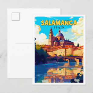 Carte Postale Illustration de voyage vintage Salamanca Espagne