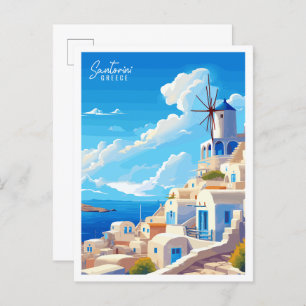 Carte Postale Illustration de voyage vintage Santorini England