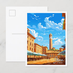 Carte Postale Illustration de voyage vintage Siena Italie