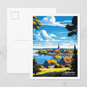 Carte Postale Illustration de voyage vintage Sigtuna Suède