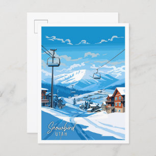 Carte Postale Illustration de voyage vintage Snowbird Utah USA