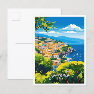 Carte Postale Illustration de voyage vintage Sorrento Italie