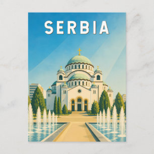 Carte Postale Illustration de voyage vintage sur la Serbie