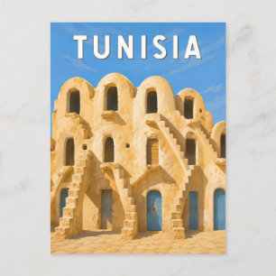 Carte Postale Illustration de voyage vintage sur la Tunisie