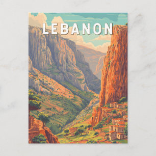Carte Postale Illustration de voyage vintage sur le Liban
