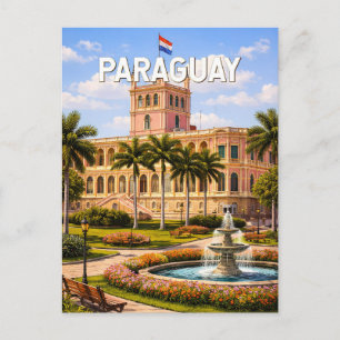 Carte Postale Illustration de voyage vintage sur le Paraguay