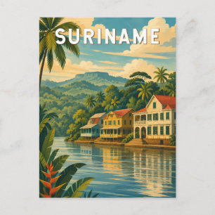 Carte Postale Illustration de voyage vintage sur le Suriname