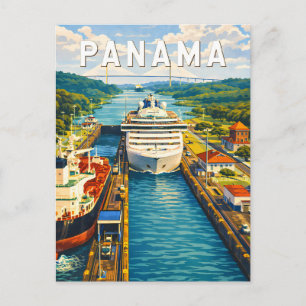 Carte Postale Illustration de voyage vintage sur Panama