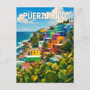 Carte Postale Illustration de voyage vintage sur Porto Rico