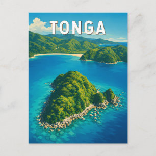 Carte Postale Illustration de voyage vintage sur Tonga