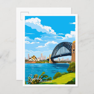 Carte Postale Illustration de voyage vintage Sydney Australia