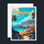 Carte Postale Illustration de voyage vintage Tenerife Espagne<br><div class="desc">Illustration du lieu de voyage vintage de Tenerife Espagne</div>