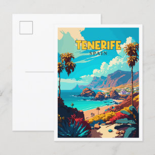 Carte Postale Illustration de voyage vintage Tenerife Espagne