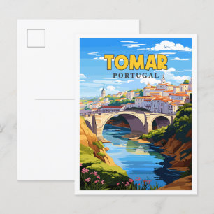 Carte Postale Illustration de voyage vintage Tomar Portugal
