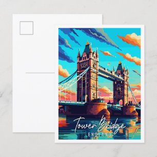 Carte Postale Illustration de voyage vintage Tower Bridge Englan