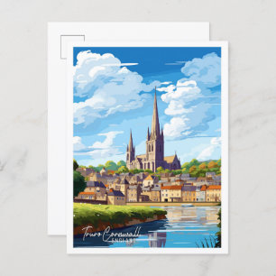 Carte Postale Illustration de voyage vintage Truro Cornwall Angl