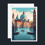 Carte Postale Illustration de voyage vintage Venise Italie<br><div class="desc">Venise Italie vintage lieu de voyage illustration</div>