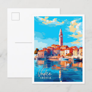 Carte Postale Illustration de voyage vintage Vodice Croatia