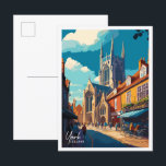 Carte Postale Illustration de voyage vintage York England<br><div class="desc">Illustration du lieu de voyage vintage York England</div>