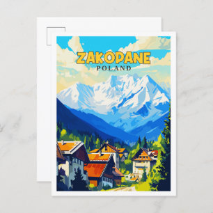 Carte Postale Illustration de voyage vintage Zakopane Pologne