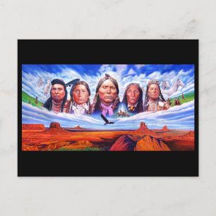 Carte Postale Illustration des chefs indiens d'Amérique